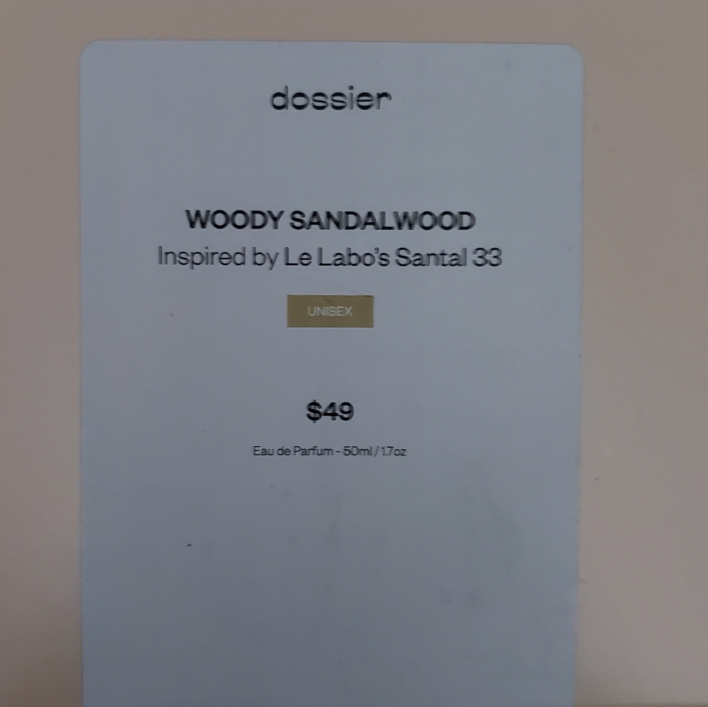NIB Dossier Woody Sandalwood 1.7 oz
